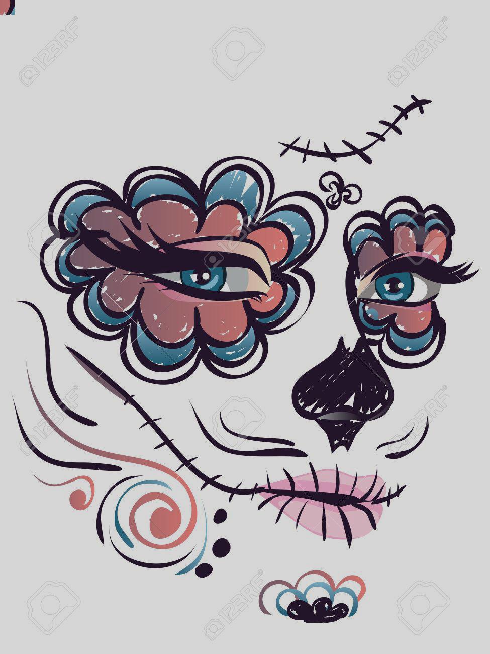 975x1300 Clip Art Sugar Skull Girl Face With Make Up For Day Of The Dead