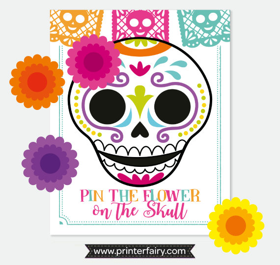 570x540 Day Of The Dead, Pin The Flower On The Skull Game, Dia De Los