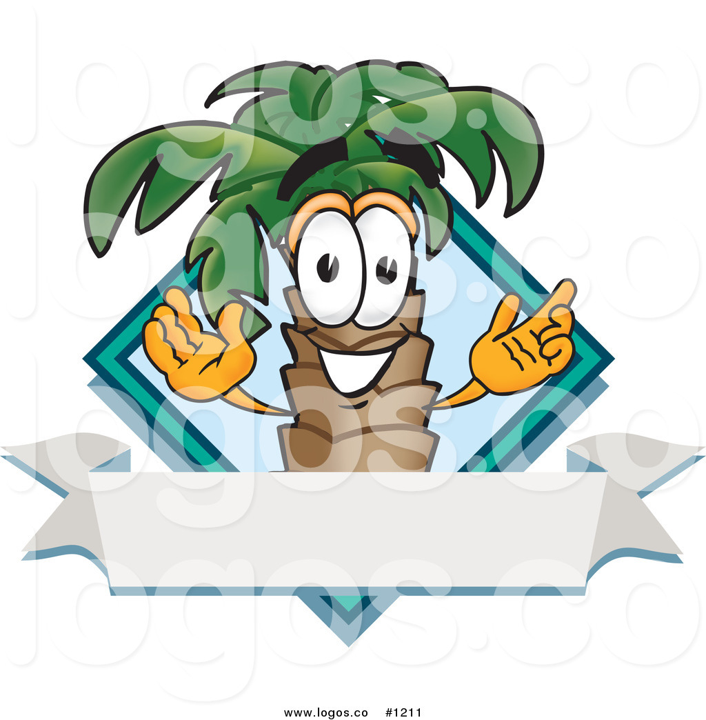 1024x1044 Royalty Free Vector Logo Of A Cartoon Palm Tree Mascot With Blank