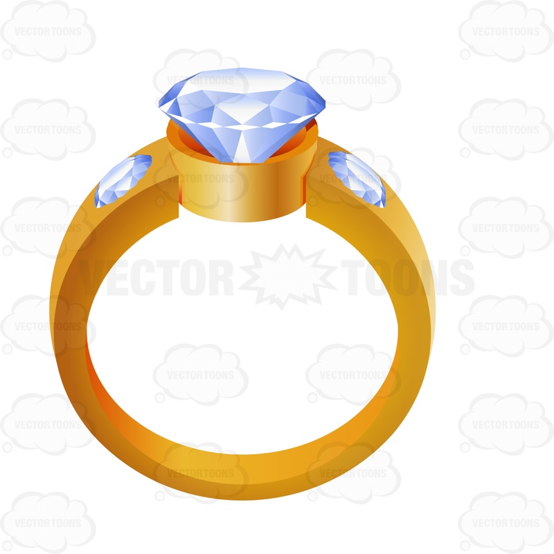 800x800 Gold Wedding Ring With A Diamond Center Cartoon Clipart Vector Toons