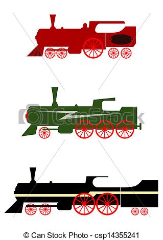 319x470 Steam Locomotives Set. Eps Vector