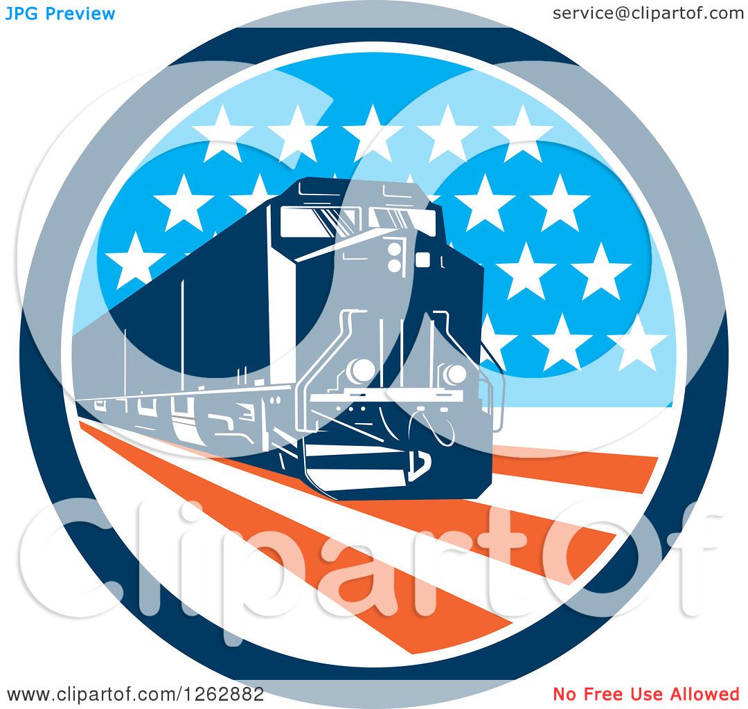 1080x1024 Clipart Of A Retro Diesel Train In An American Circle