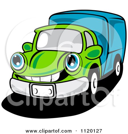 450x470 Cartoon Of A Happy Green Delivery Truck Or Big Rig