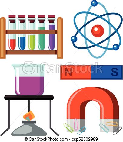 406x470 Different Science Equipments On White Background Vector