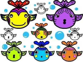 350x263 Free Clip Art For Your Ocean Creations! 6 Fanciful Fish Plus 3