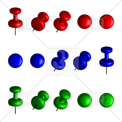 400x400 Pushpins In Different Positions Royalty Free Vector Clip Art Image