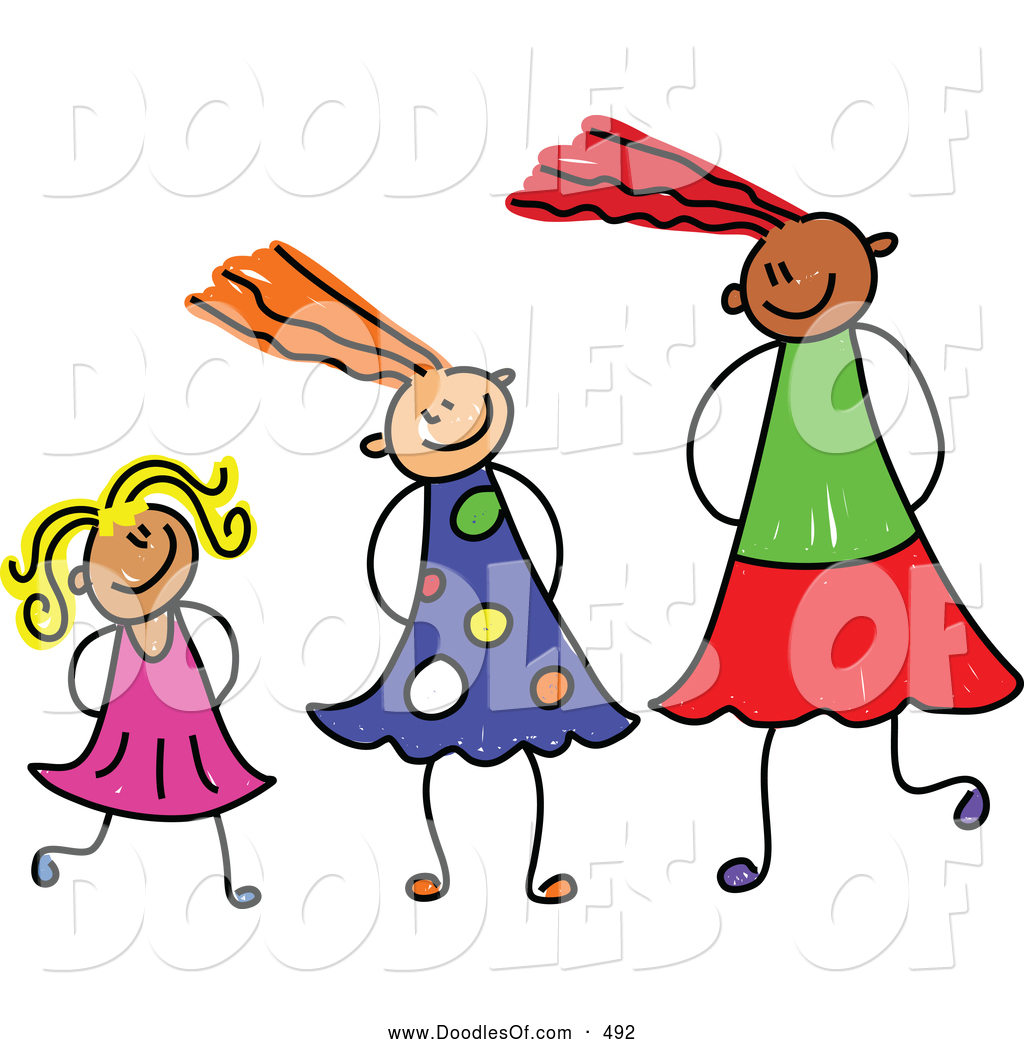 1024x1044 Vector Clipart A Stick Figure Drawing A Line Girls