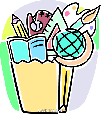 425x480 Different School Activities Royalty Free Vector Clip Art
