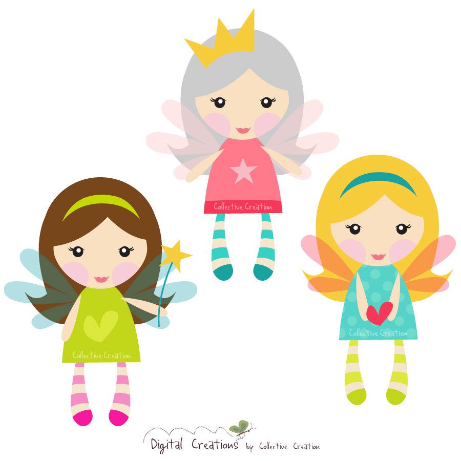 900x900 Little Fairy Girls Digital Clipart