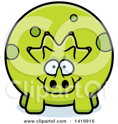450x470 Clipart Of A Cartoon Chubby Triceratops Dinosaur