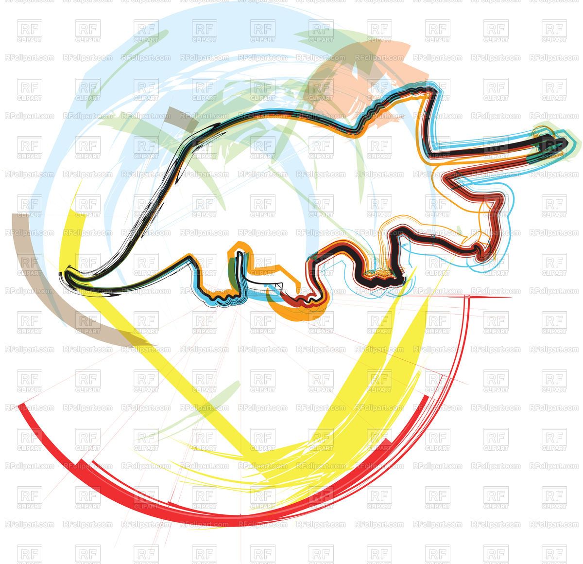 1200x1160 Dinosaur Outline Illustration On Abstract Color Background Royalty