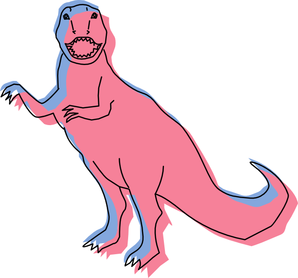 600x560 Blue And Pink Dinosaur Outline Art Clip Art