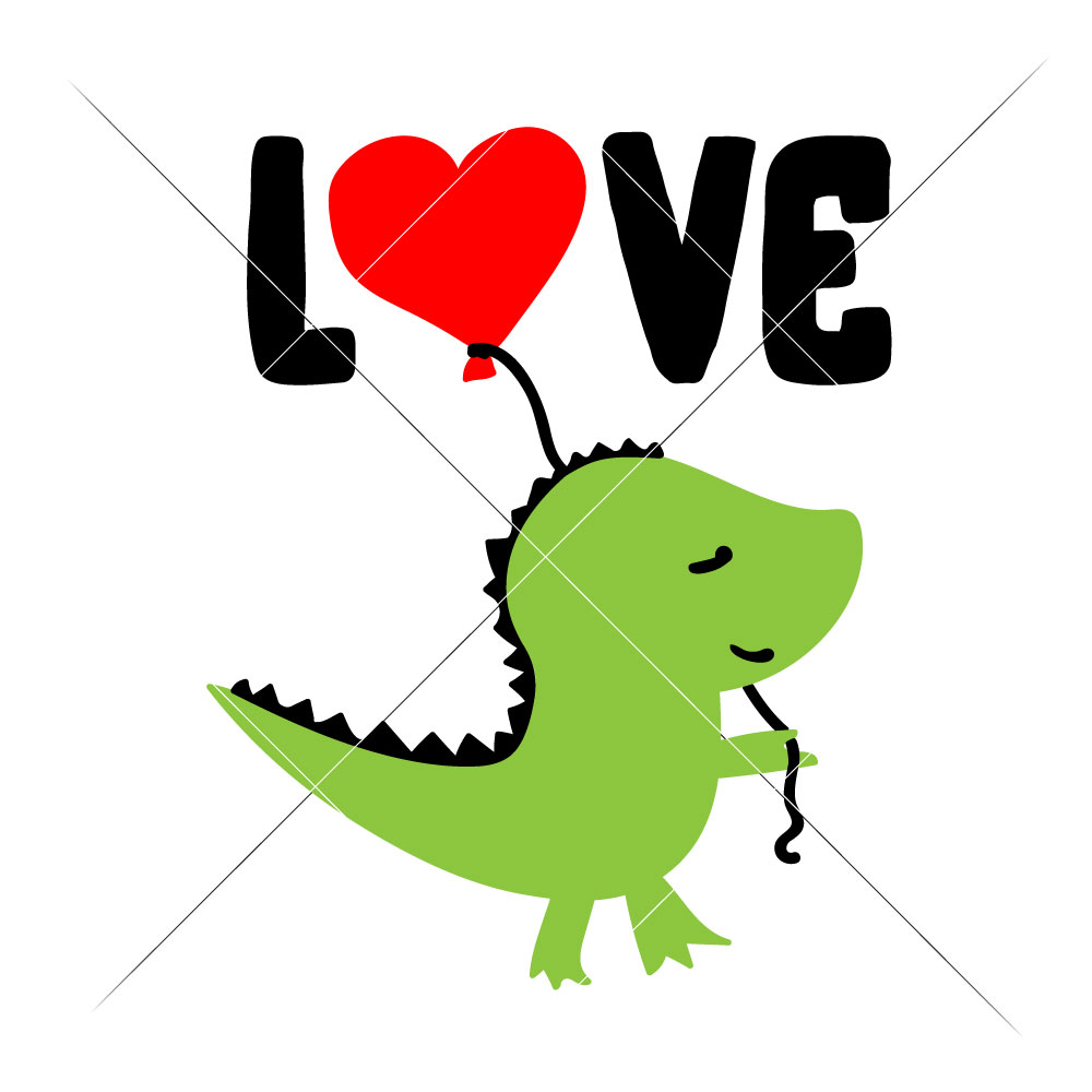 1000x1000 Love Dinosaur With Balloon