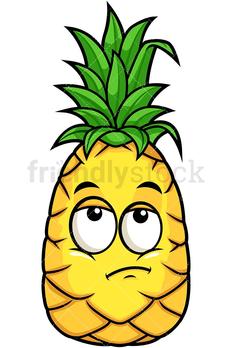 800x1200 Pineapple Rolling Eyes Cartoon Vector Clipart