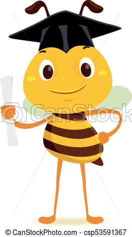 263x470 Vector Illustration Of Bee Holding A Diploma While Wearing Clip