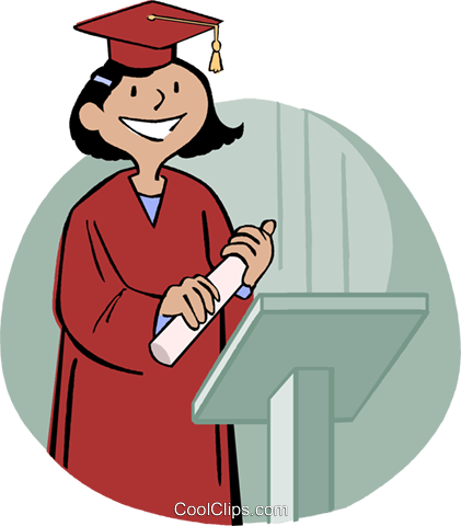 421x480 Girl Receiving Diploma Royalty Free Vector Clip Art Illustration