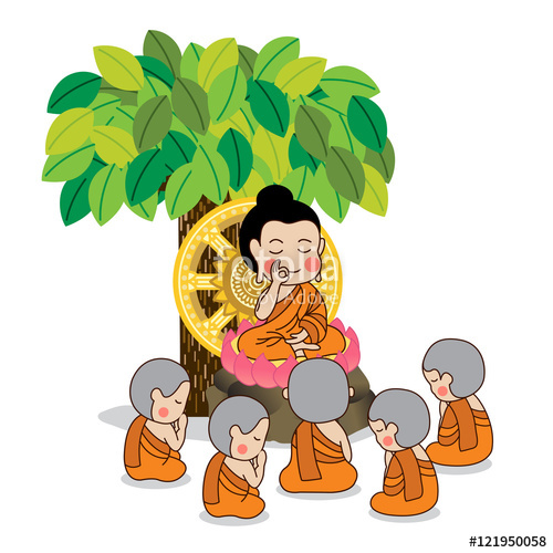 500x500 Lord Buddha's First Sermon Surrounded By The First Five Disciples