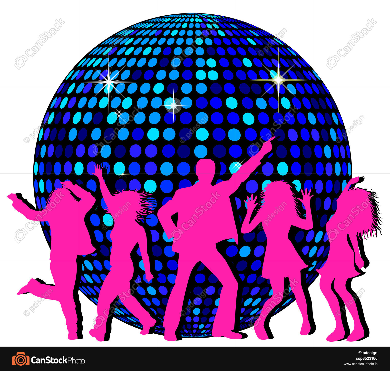 1600x1520 Disco Ball And Dancing People Stock Illustration