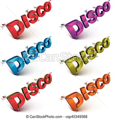 450x467 Set Of 3d Disco Words Broken Into Pieces, Demolished Vector