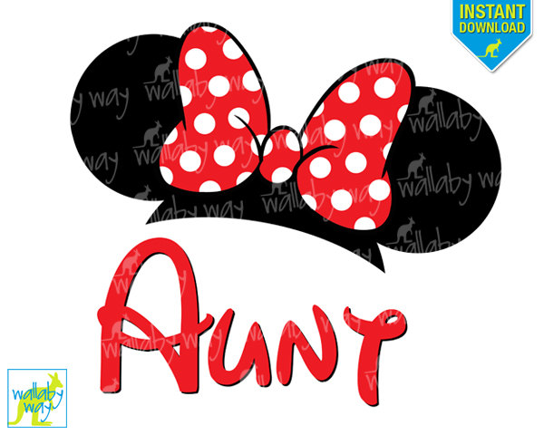 600x480 Minnie Ears Aunt Printable Iron On Transfer Or Use As Clip Art