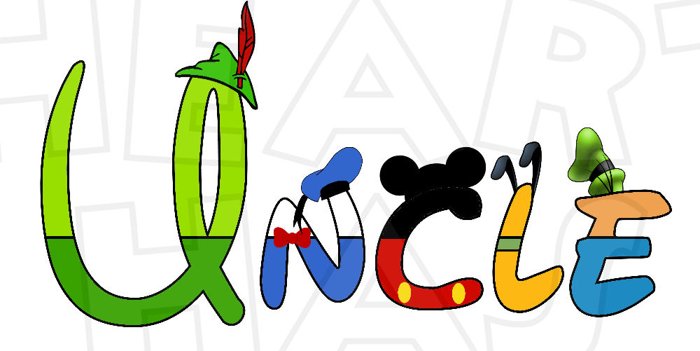 1000x501 Uncle Disney Mickey Mouse And Gang Character Text Instant Download