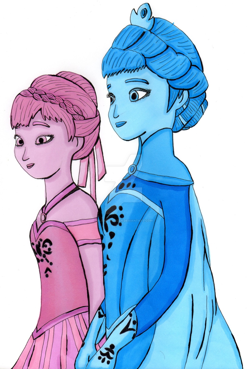 1024x1531 Anna And Elsa Frozen Disney 3 Marker Challenge By Elsa101frozen