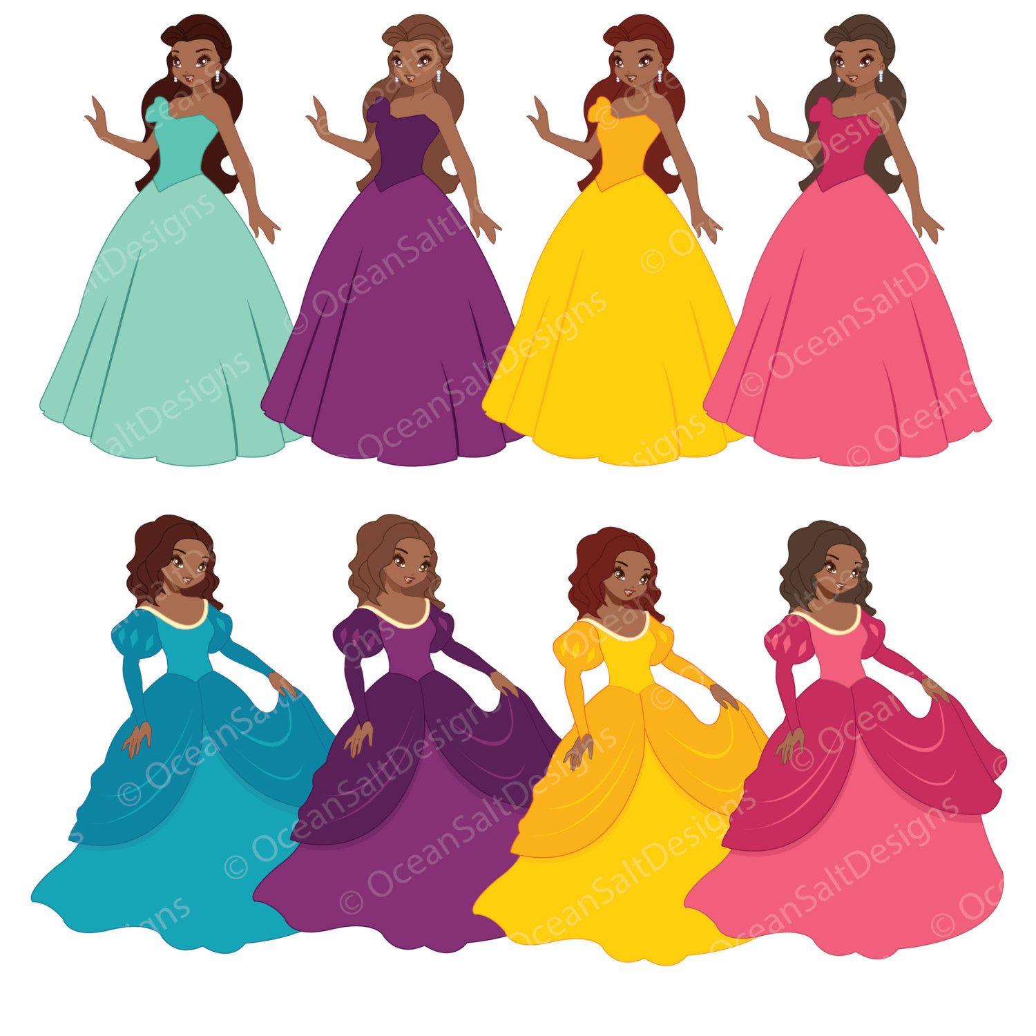 1500x1500 Princess Clipart, Digital Princess Clipart Package, African