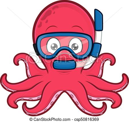 450x428 Clipart Picture Of An Octopus Scuba Diver Cartoon Character Clip