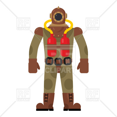400x400 Diver In Old Diving Suit Royalty Free Vector Clip Art Image