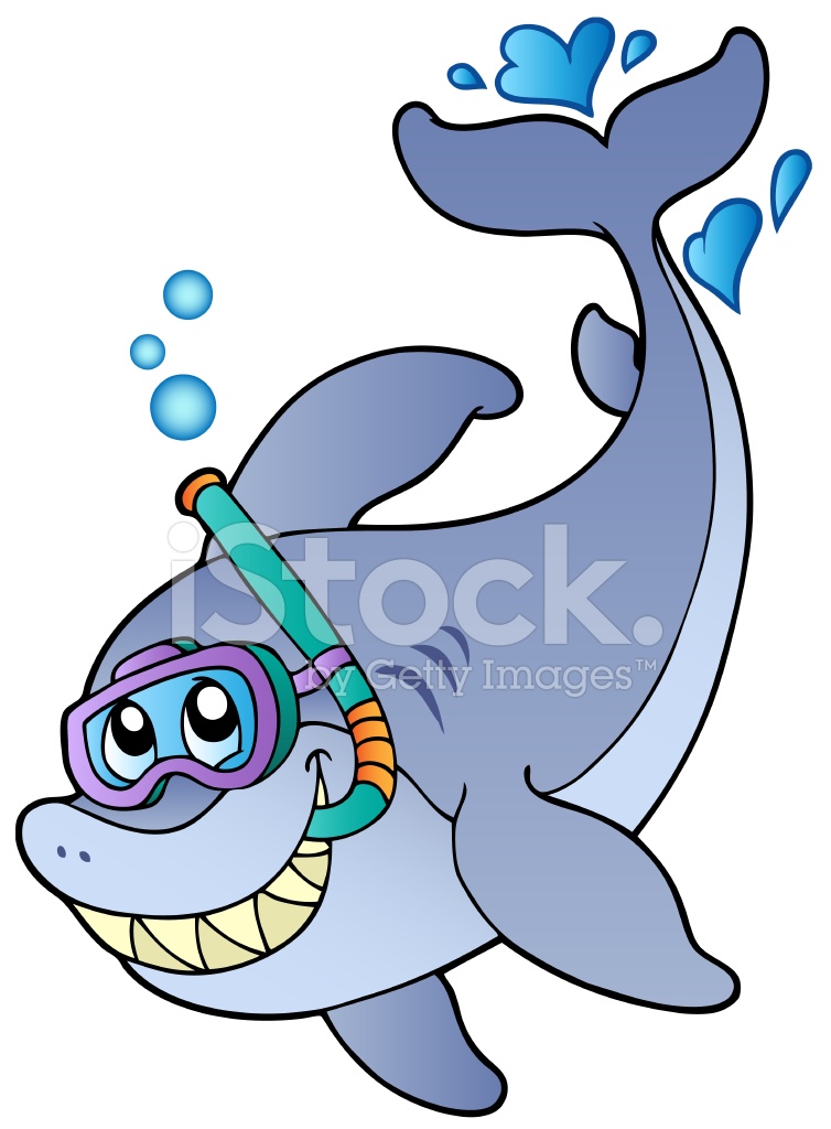 754x1024 Shark Snorkel Diver Stock Vector