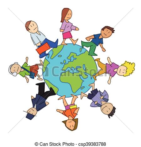 450x470 Multicultural People Cartoon. Diversity Cartoon . Vector