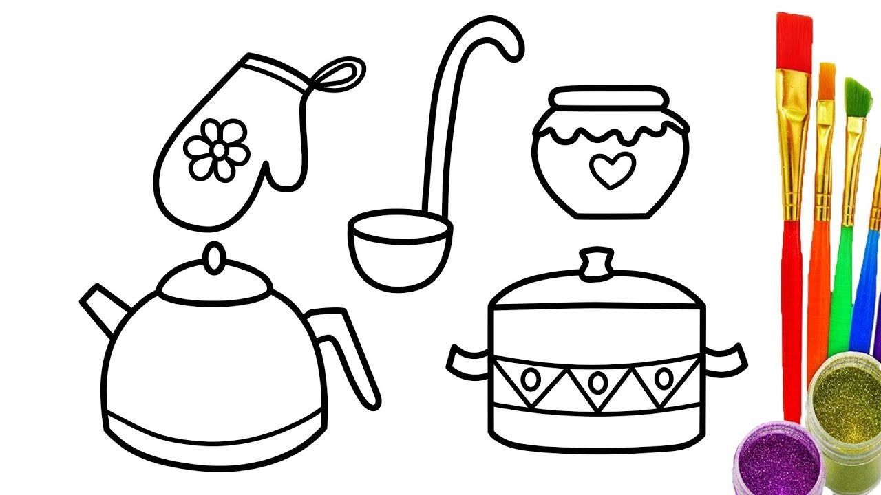 1280x720 Cooking Utensils Coloring Pages