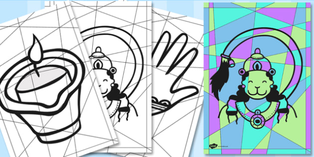 630x315 Modern Art Diwali Colouring Pages