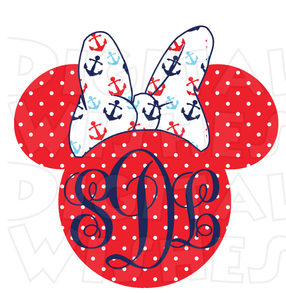975x1000 Minnie Mouse Head Monogram Nautical Disney Cruise Minnie Mouse