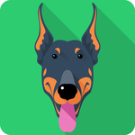 150x150 Lying Doberman Pinscher Royalty Free Vector Clip Art Image