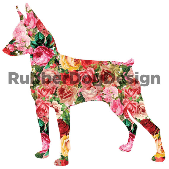 570x570 Miniature Pinscher Vintage Flower Design