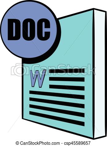 346x470 Doc File Icon Cartoon. Doc File Icon In Cartoon Style Clipart