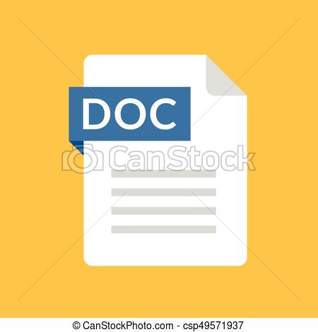 450x470 Doc File Icon. Text Document Type. Modern Flat Design Vectors