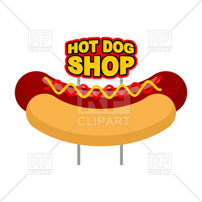400x400 Hot Dog Shop Signboard Royalty Free Vector Clip Art Image