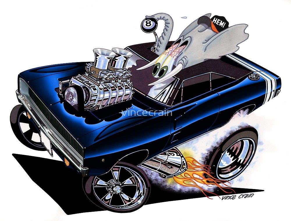 1000x761 Vince Crain High Octane Art! Full Charge 1968 Dodge Charger Rt