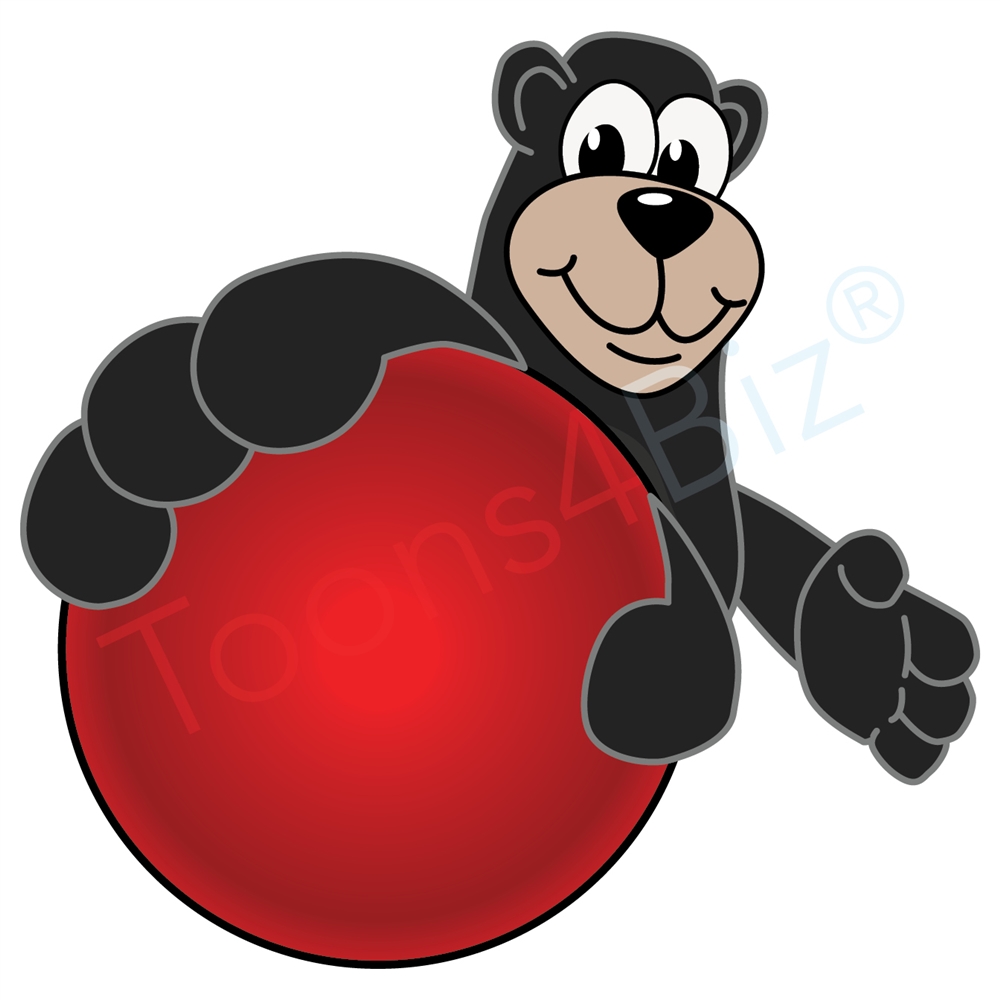 1000x1000 Black Bear Mascot Playing Dodge Ball