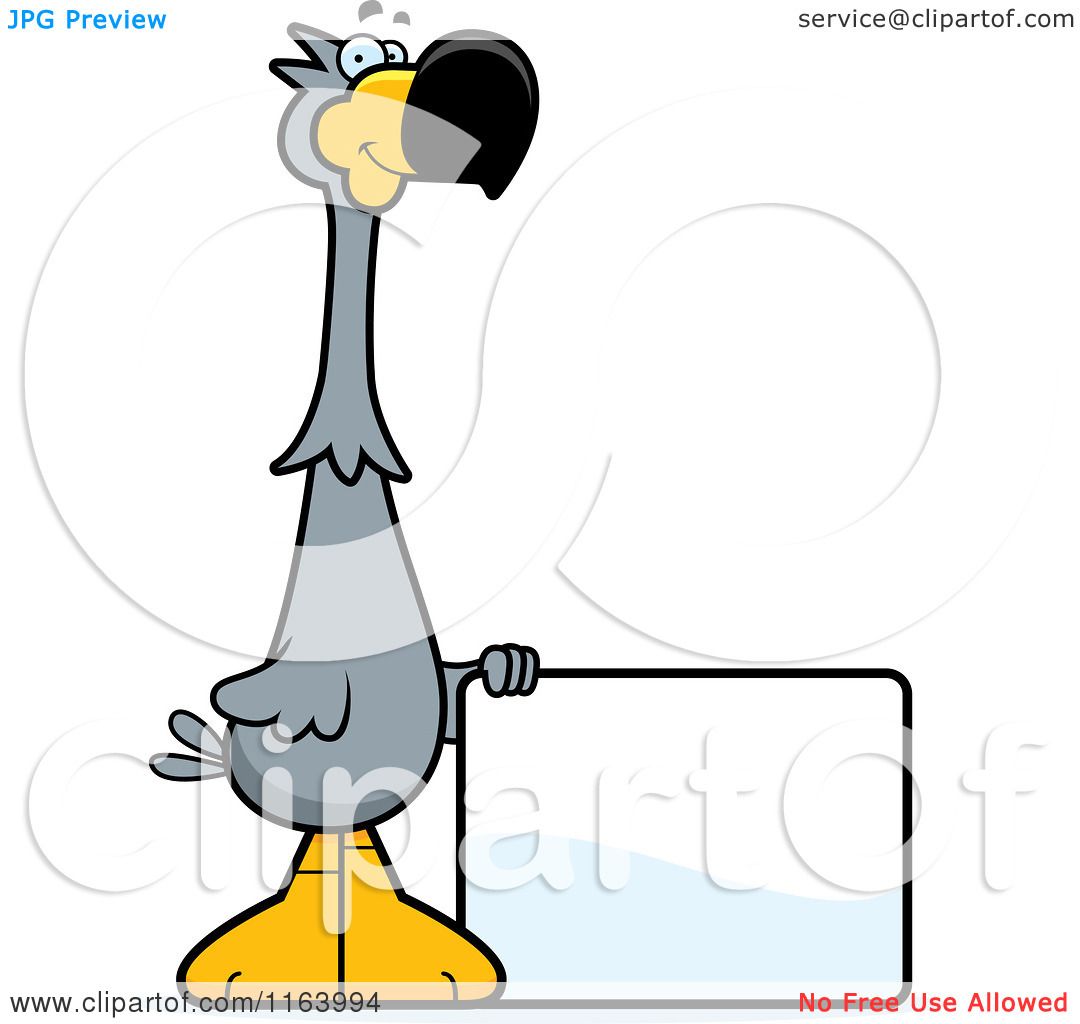 1080x1024 Cartoon Of A Dodo Bird Mascot With A Sign