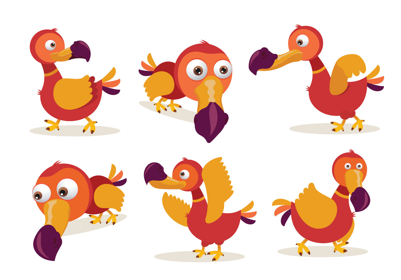 1400x980 Dodo Cartoon Character Pose Vector Illustration