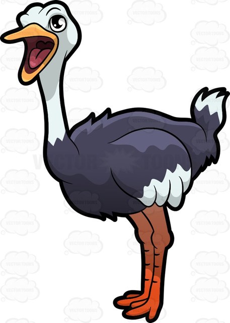 457x640 An Ostrich With Its Beak Open Cartoon Clipart Vector Toons