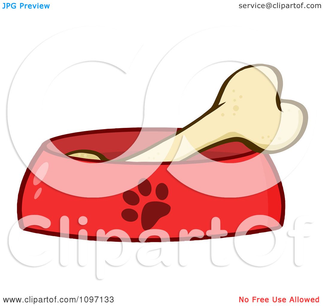 1080x1024 Clipart Bone In A Red Dog Bowl Dish