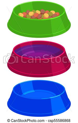 299x470 Colorful Cartoon Pet Food Empty And Full Bowl Set. Cat Dog Clip