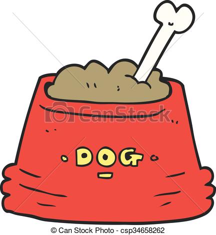 432x470 Freehand Drawn Cartoon Dog Food Bowl Clip Art Vector