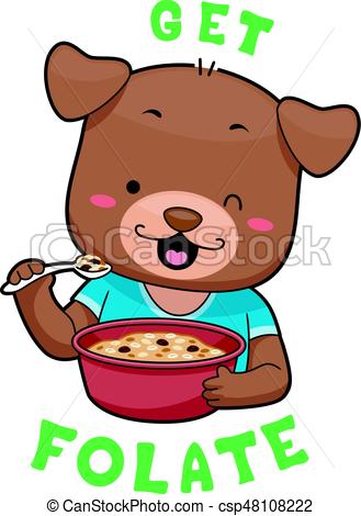 329x470 Mascot Dog Whole Grain Cereal Folate. Mascot Illustration