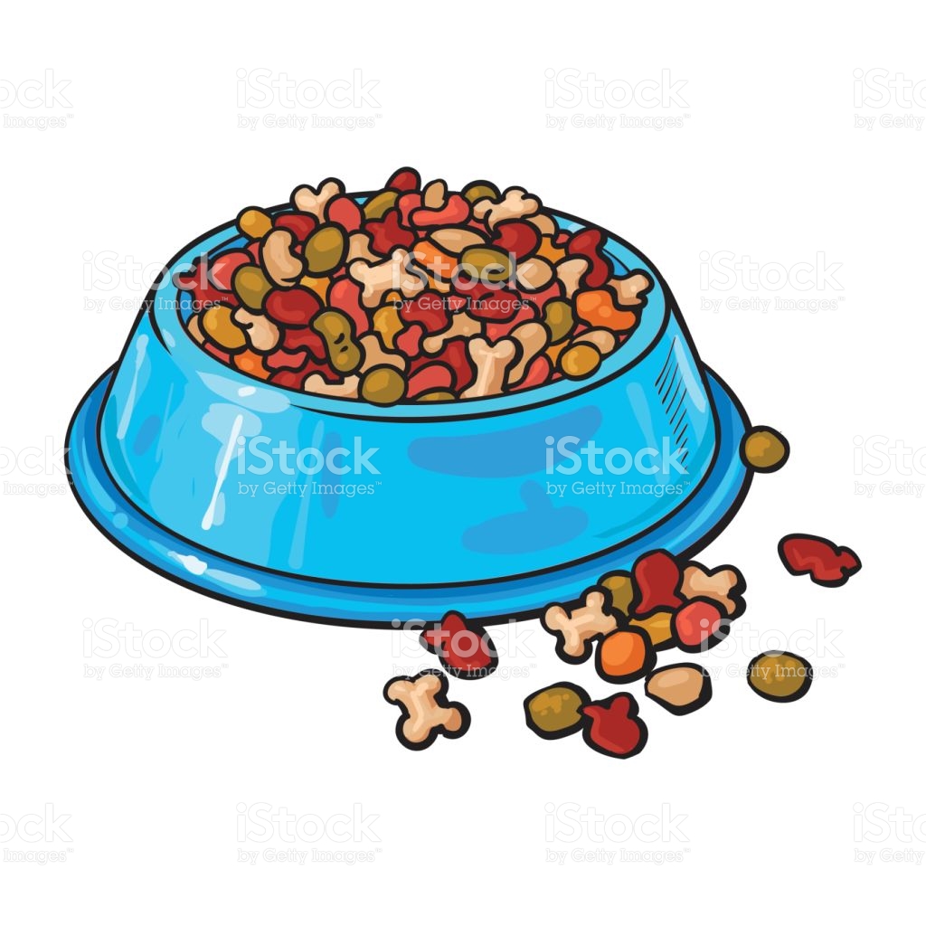 1024x1024 Plastic Bowl Filled With Dry Pelleted Pet Cat Dog Food Vector