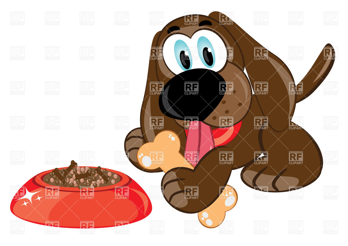 1200x848 Cartoon Dog With A Bone And Bowl Royalty Free Vector Clip Art